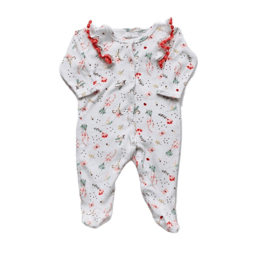 Baby Girl Floral Fringe Shoulder Footed Sle…